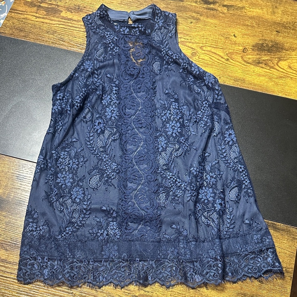 Maurices Navy Lace Halter Top